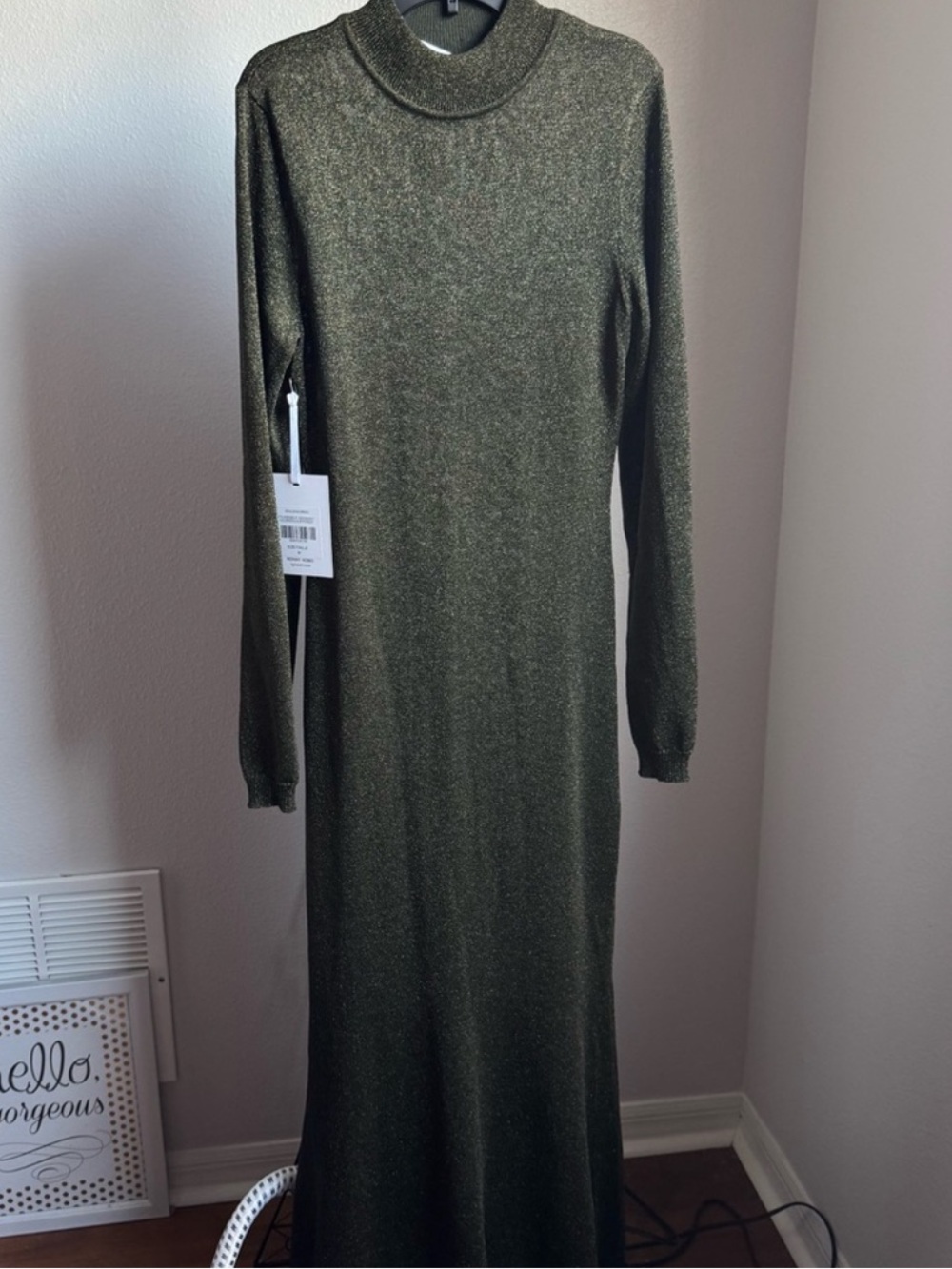 NWT Ronny Kobo Goulding Metallic Knit Mock Neck Maxi Dress Sz M - Picture 2 of 10